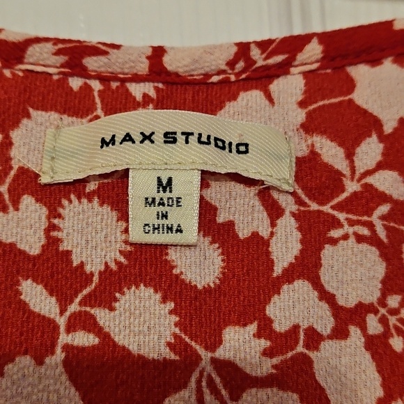 Max Studio Red Floral Ruffle Wrap Dress - Picture 3 of 16